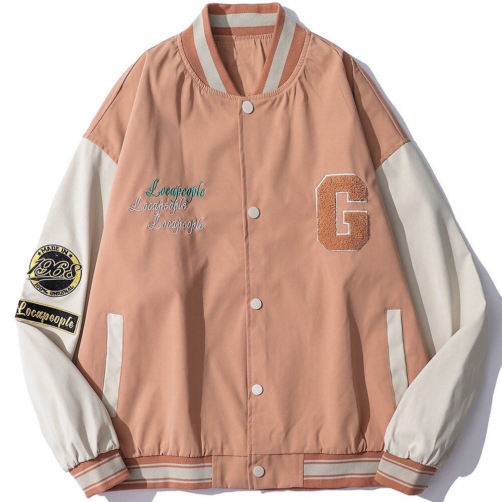 Baseball Jacket Men Cute Bear Patch Letter Embroidery Patchwork Streetwear Cozy High Street Retro Harajuku Varsity Coat - Vimost Shop