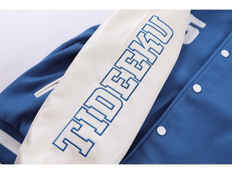 Baseball Jacket Men Furry Bear Patchwork Embroidery Letter Track Coats College Style Casual Outwears Couple Streetwear - Vimost Shop