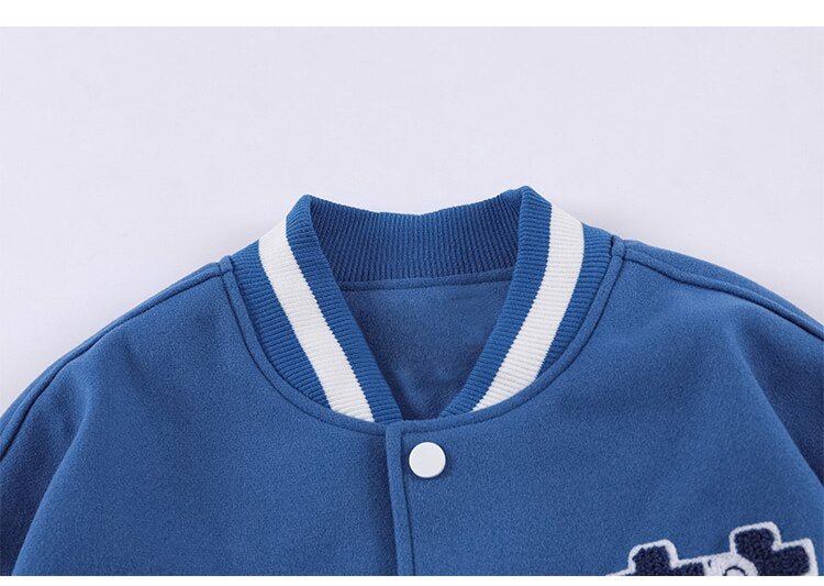 Baseball Jacket Men Furry Bear Patchwork Embroidery Letter Track Coats College Style Casual Outwears Couple Streetwear - Vimost Shop