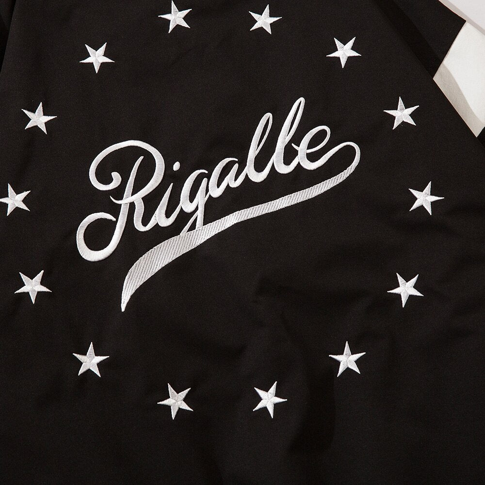 Baseball Jacket Men Star Letter Embroidery Patchwork Bomber Coats Autumn Retro Fashion High Street All-match Streetwear - Vimost Shop