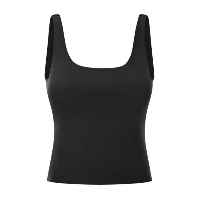 BASIC Longer-line Version Padded Workout Gym Crop Vest Women Naked Feel Fitness Yoga Sport Crop Top Sleeveless Shirts - Vimost Shop