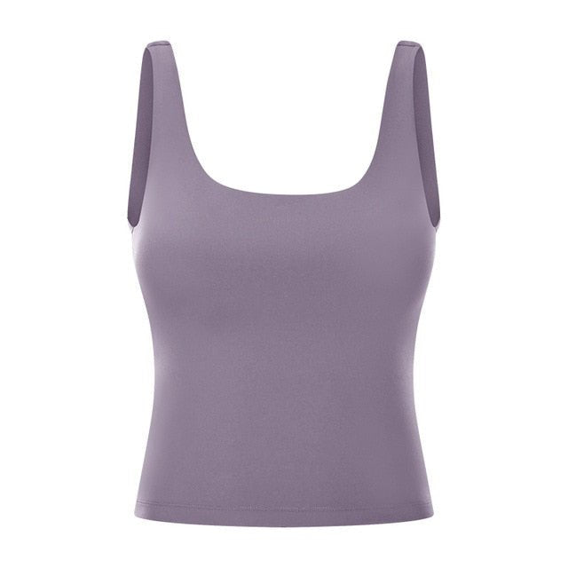 BASIC Longer-line Version Padded Workout Gym Crop Vest Women Naked Feel Fitness Yoga Sport Crop Top Sleeveless Shirts - Vimost Shop