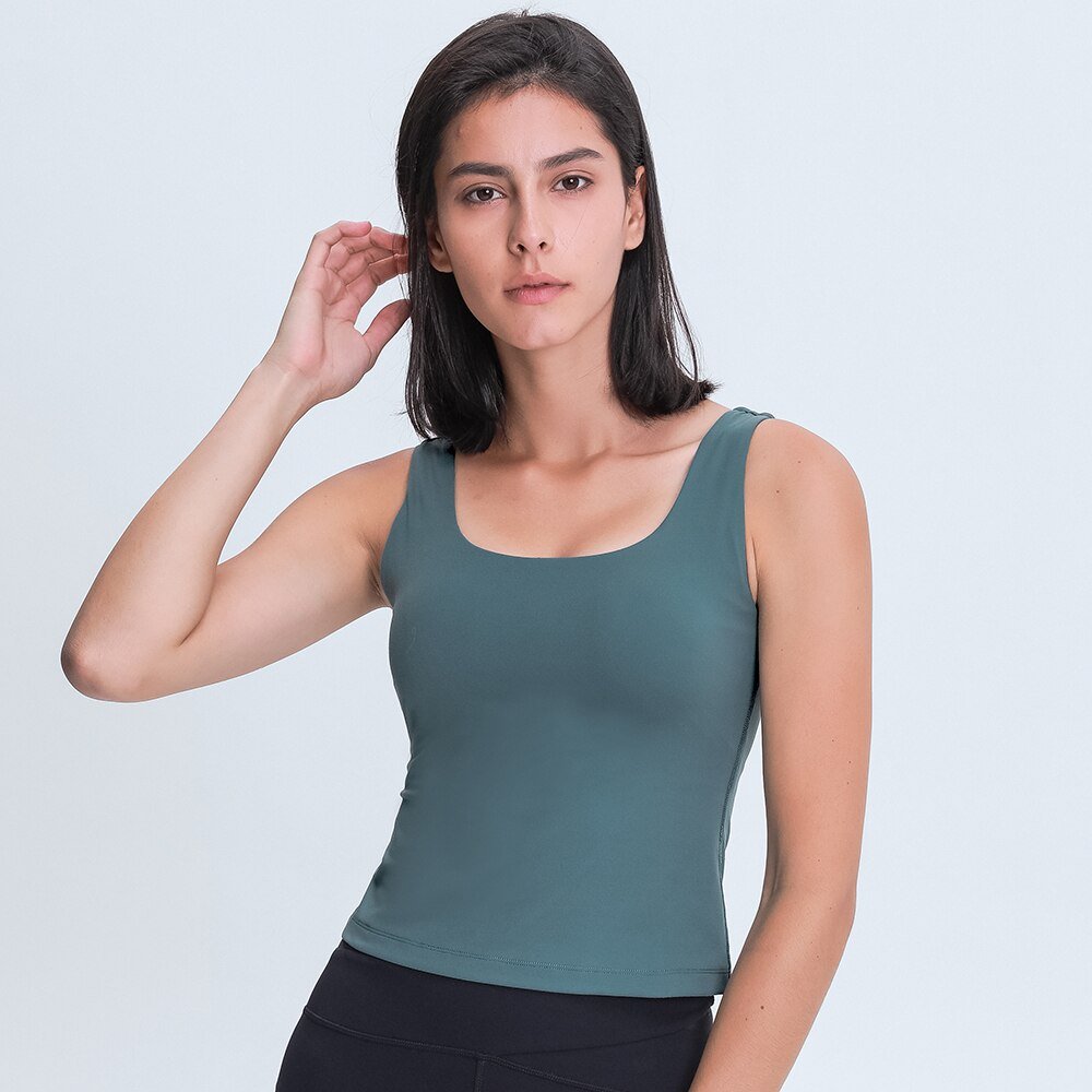 BASIC Longer-line Version Padded Workout Gym Crop Vest Women Naked Feel Fitness Yoga Sport Crop Top Sleeveless Shirts - Vimost Shop