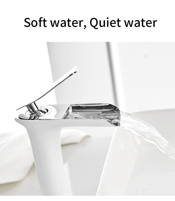 Basin Faucets Modern White Bathroom Faucet Waterfall faucets Single Hole Cold and Hot Water Tap Basin Faucet Mixer - Vimost Shop