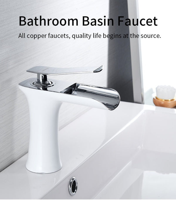 Basin Faucets Waterfall Bathroom Faucet Single handle Basin Mixer Tap Bath Antique Faucet Brass Sink Water Crane Silver - Vimost Shop