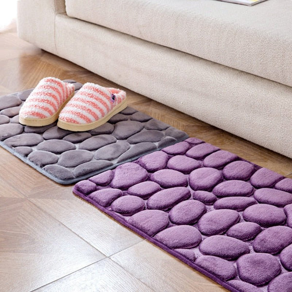 Bathroom carpet Memory Foam Rug Coral Fleece Mats Set Non-Slip Pebble Flannel pad Floor Carpet Set Mattress for Bathroom Decor - Vimost Shop