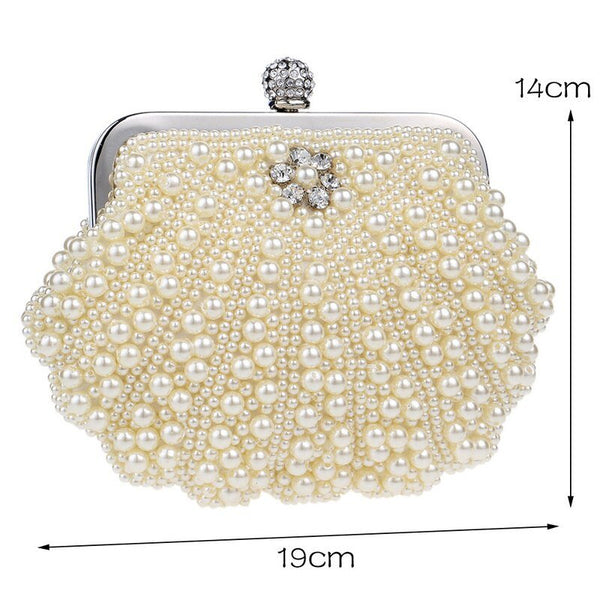 Beded women evening bags diamonds shell lady small day clutches party dinner wedding bridal hollow pearl handbags purse - Vimost Shop