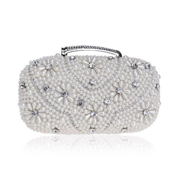 Beded women evening bags diamonds shell lady small day clutches party dinner wedding bridal hollow pearl handbags purse - Vimost Shop