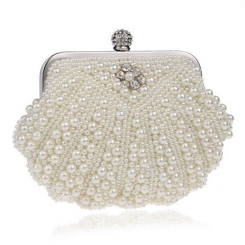 Beded women evening bags diamonds shell lady small day clutches party dinner wedding bridal hollow pearl handbags purse - Vimost Shop