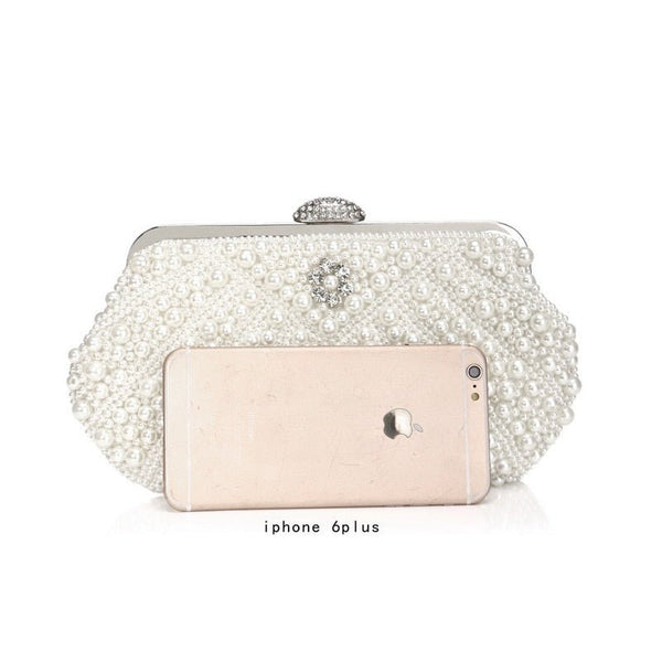 Beded women evening bags diamonds shell lady small day clutches party dinner wedding bridal hollow pearl handbags purse - Vimost Shop