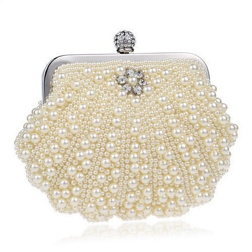 Beded women evening bags diamonds shell lady small day clutches party dinner wedding bridal hollow pearl handbags purse - Vimost Shop