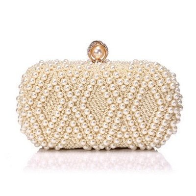 Beded women evening bags diamonds shell lady small day clutches party dinner wedding bridal hollow pearl handbags purse - Vimost Shop