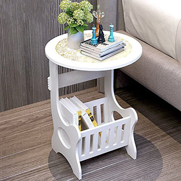 Bedside End Table Locker Coffee Table Modern European Style White Round Home Furniture - Vimost Shop