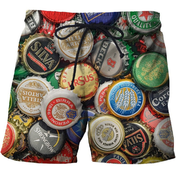 Beer cover Printed Beach Shorts Men Casual Board Shorts Vacation Quick Dry Shorts Swimwear Streetwear DropShip - Vimost Shop