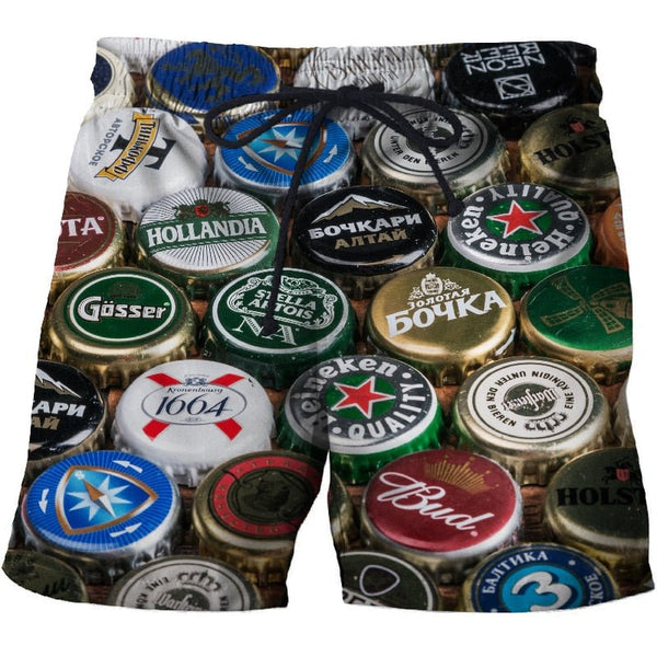 Beer cover Printed Beach Shorts Men Casual Board Shorts Vacation Quick Dry Shorts Swimwear Streetwear DropShip - Vimost Shop