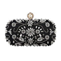 Beige Black Evening Clutch Bag Women Bags Wedding Shiny Handbags Bridal Metal Clutches Bag Chain Shoulder Bag