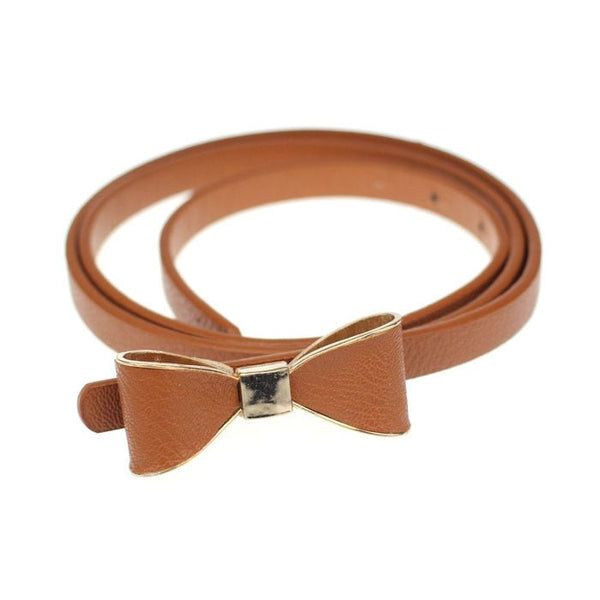 Belt For Women Elegant Fashion Candy Leather Belt Lady Skinny Butterfly Bow Waist Elastic Waistband Dress Accessories - Vimost Shop