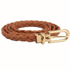 Belt For Women Elegant Fashion Weave Leather Waistband Buckle Soild Color Small Fresh Slender Belt Dress Accessories - Vimost Shop