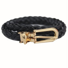 Belt For Women Elegant Fashion Weave Leather Waistband Buckle Soild Color Small Fresh Slender Belt Dress Accessories - Vimost Shop