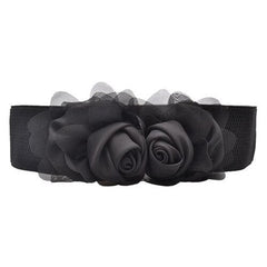 Belt For Women Girls Fashion Elastic Waistband Chiffon Roses Slender knitted Small Fresh Belt Lady Dress Accessories - Vimost Shop