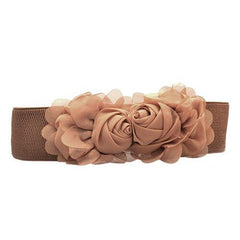 Belt For Women Girls Fashion Elastic Waistband Chiffon Roses Slender knitted Small Fresh Belt Lady Dress Accessories - Vimost Shop