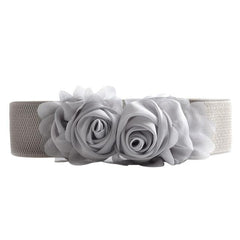 Belt For Women Girls Fashion Elastic Waistband Chiffon Roses Slender knitted Small Fresh Belt Lady Dress Accessories - Vimost Shop