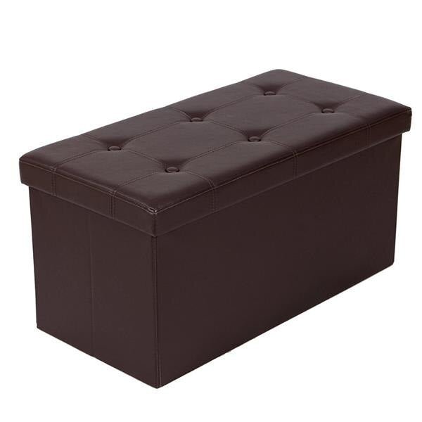 Bench Footstool Storage Stool Cabinet Practical PVC Leather Rectangle Shape with Leather Button 76*38*38CM[US-Stock] - Vimost Shop