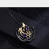 Black and 18k gold over 925 silver two tone handmade butterfly flower Amethyst pendant necklace for Mom Girlfriend - Vimost Shop