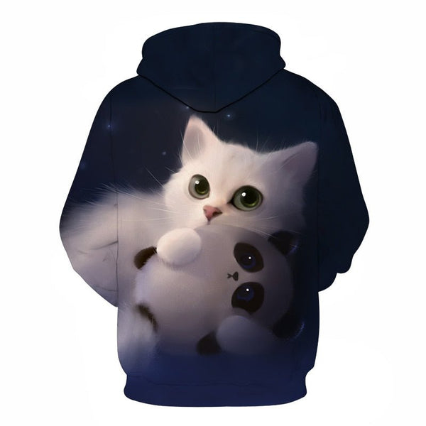 Black and white cat 3D Pouplar hoodie woman kawaii harajuku summer and fall casual top plus 6XL - Vimost Shop