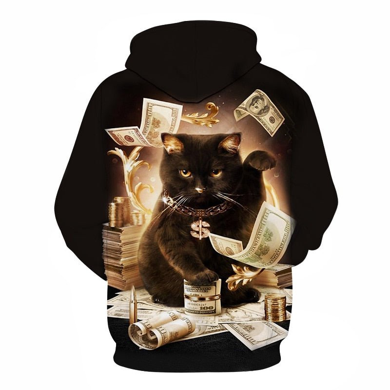 Black and white cat 3D Pouplar hoodie woman kawaii harajuku summer and fall casual top plus 6XL - Vimost Shop