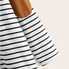 Black And White Pocket Patched Striped Tee Dress Women Spring Long Sleeve Ladies Basic Straight Short Casual Dresses - Vimost Shop