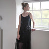 Black bow super fairy suspenders mesh pleated fairy air niche dress summer - Vimost Shop