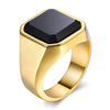 Black Carnelian CZ Gold Tone Ring for Men Boys 316L Stainless Steel Signet Rings Square Shape Royal Male Jewelry - Vimost Shop