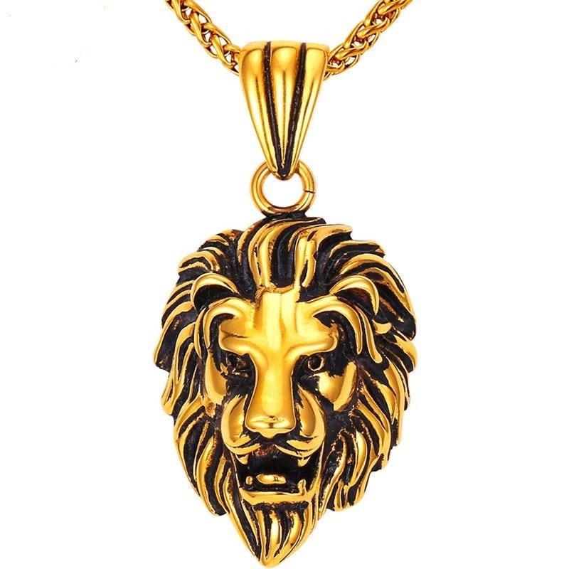 Black Lion Charms Necklace Rock Punk Style Men/Women Retro Jewelry Gold Color Stainless Steel Chain Necklace & Pendant - Vimost Shop