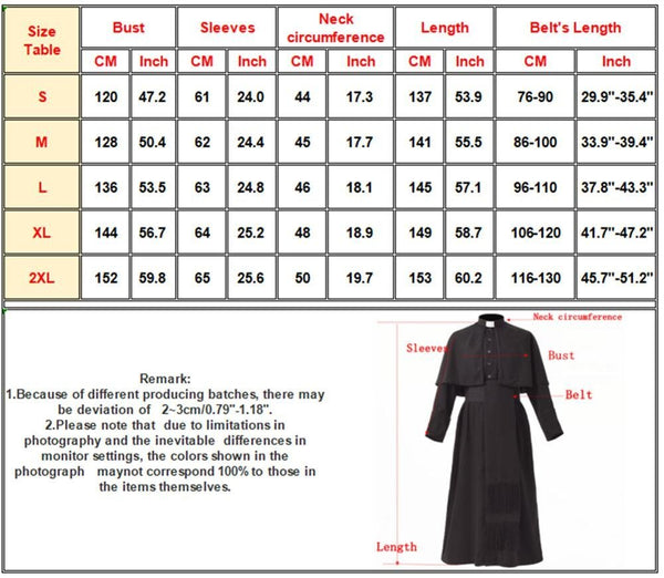 Black Priest Cassock Adult Catholic Roman Soutane Pope Missionary Uniform Medieval Clergy Robe - Vimost Shop