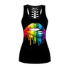 Black Streetwear Vest For Women Multicolor Lips Gothic Tank Tops Girls Hollow Sleeveless Top - Vimost Shop