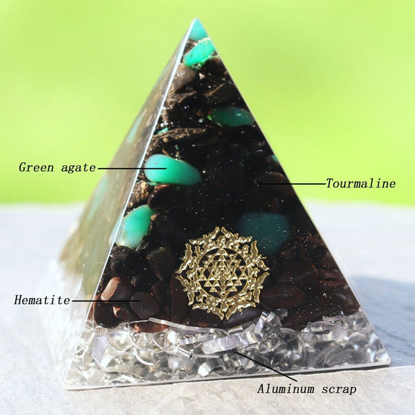 Black Tourmaline Orgonite Pyramid Hematite Crystal Chakra Meditation Reiki Healing Metaphysical Energy Generator - Vimost Shop