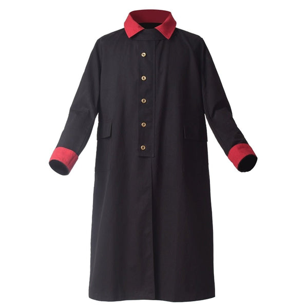 Black Vintage Trench Coat Mens Old West Rangewear Long Sleeve Single Breasted Warlock Outwear - Vimost Shop