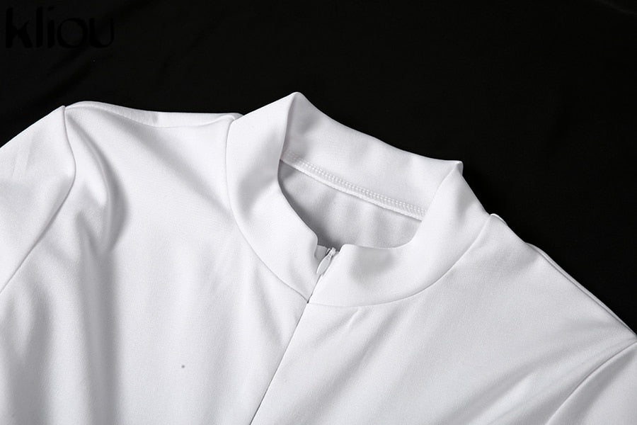 Black/white Sexy Bodycon tracksuit Jumpsuit Women fitness Romper Long Sleeve - Vimost Shop