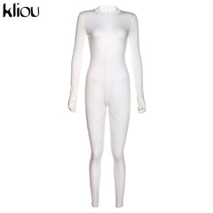 Black/white Sexy Bodycon tracksuit Jumpsuit Women fitness Romper Long Sleeve - Vimost Shop