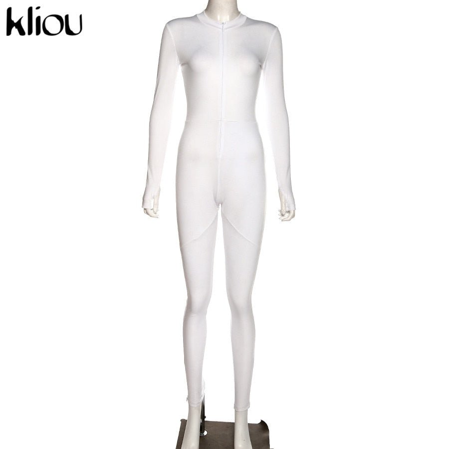 Black/white Sexy Bodycon tracksuit Jumpsuit Women fitness Romper Long Sleeve - Vimost Shop