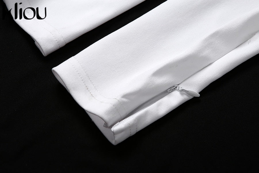 Black/white Sexy Bodycon tracksuit Jumpsuit Women fitness Romper Long Sleeve - Vimost Shop