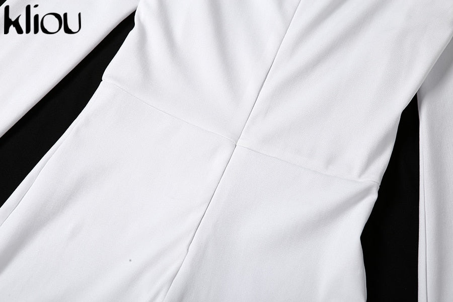 Black/white Sexy Bodycon tracksuit Jumpsuit Women fitness Romper Long Sleeve - Vimost Shop