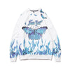 Blue Flame Butterfly Print Sweatshirt Streetwear Harajuku Pullover Autumn Black Sweat Shirt Hoodie Hip Hop Men Clothing - Vimost Shop