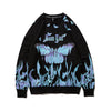 Blue Flame Butterfly Print Sweatshirt Streetwear Harajuku Pullover Autumn Black Sweat Shirt Hoodie Hip Hop Men Clothing - Vimost Shop