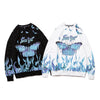 Blue Flame Butterfly Print Sweatshirt Streetwear Harajuku Pullover Autumn Black Sweat Shirt Hoodie Hip Hop Men Clothing - Vimost Shop