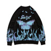 Blue Flame Butterfly Print Sweatshirt Streetwear Harajuku Pullover Autumn Black Sweat Shirt Hoodie Hip Hop Men Clothing - Vimost Shop