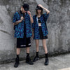 Blue Flame Print Harajuku Shirt Mens Hip Hop Streetwear Hawaiian Shirt Fashion Oversized Short Sleeve Korean Tops - Vimost Shop