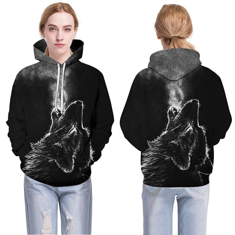 Blue rose Wolf Hoodies Men 3D Sweatshirts Harajuku Hoody Quality Pullover Streatwear Tracksuits hip hop tops - Vimost Shop