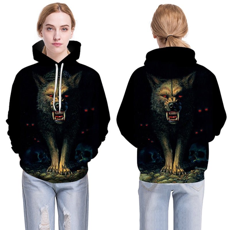Blue rose Wolf Hoodies Men 3D Sweatshirts Harajuku Hoody Quality Pullover Streatwear Tracksuits hip hop tops - Vimost Shop